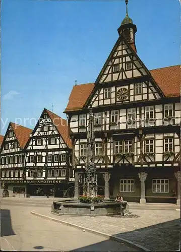 Urach Bad Rathaus mit Brunnen Fachwerk Kat. Bad Urach