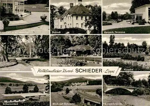 Schieder Schwalenberg Kurpark Wandelhalle Schloss Schwanenteich Schwimmad Emmerbruecke Kat. Schieder Schwalenberg