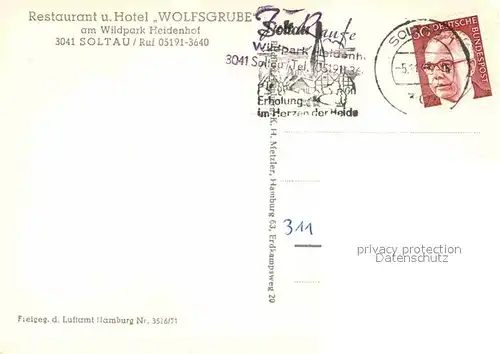 Soltau Restaurant Hotel Wolfsgrube Fliegeraufnahme Kat. Soltau