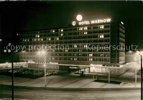 Rostock Mecklenburg Vorpommern Interhotel Warnow bei Nacht Kat. Rostock