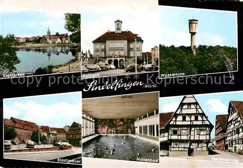 Sindelfingen Klostersee Rathaus Wasserturm Stadtmauer Hallenbad Hexensprung Kat. Sindelfingen