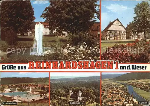 Reinhardshagen Sababurg Fliegeraufnahme Schwimmbad  Kat. Reinhardshagen