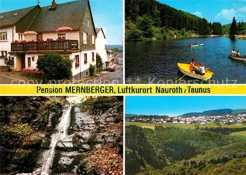 Nauroth Heidenrod Pension Wilhelm Mernberger Ruderboot Wasserfall Kat. Heidenrod