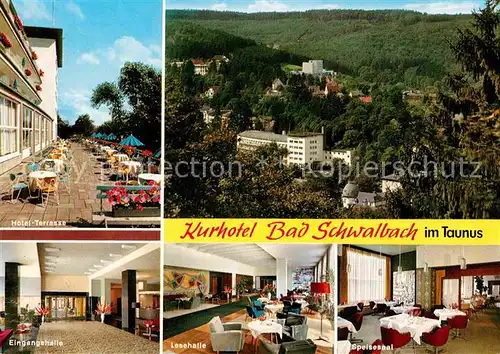 Schwalbach Bad Kurhotel Speisesaal Terrasse Lesehalle Eingangshalle Kat. Bad Schwalbach