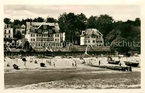 Bansin Ostseebad Strand mit Blick auf Erholungsheime Kat. Heringsdorf