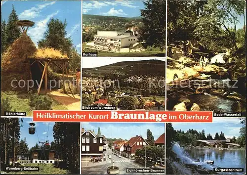 Braunlage Koehlerhuette Bode Wasserfall Kurgastzentrum Wurmberg Seilbahn Kat. Braunlage Harz