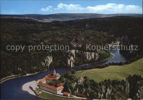 Kloster Weltenburg Fliegeraufnahme Kloster mit Donaudurchbruch Kat. Kelheim