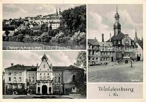 Waldenburg Sachsen Mulde Stadtblick Sanatorium Rathaus Kat. Waldenburg Sachsen