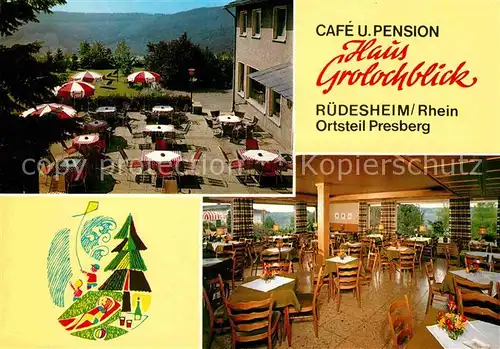 Presberg Rheingau Haus Grolochblick Cafe Pension Terrasse Kat. Ruedesheim am Rhein