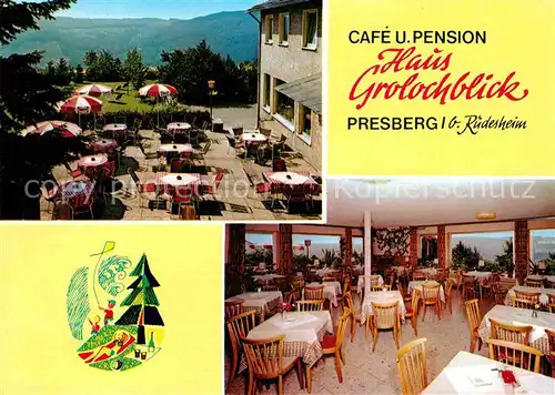 Presberg Rheingau Haus Grolochblick Cafe Pension Terrasse Kat. Ruedesheim am Rhein