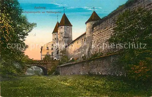 Amberg Oberpfalz Stadtgrabenpartie Nabburgertor Kat. Amberg