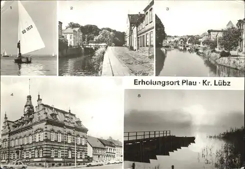 Plau Mecklenburg Plauer See Zugbruecke Strandstrasse Rathaus Morgenstimmung Kat. Plau See