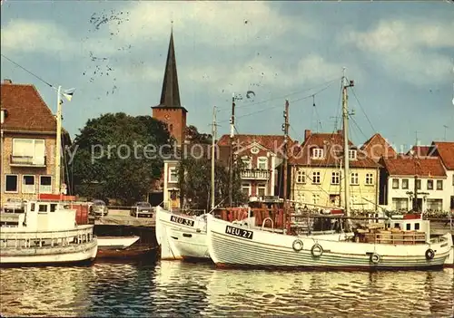 Neustadt Holstein Hafen Fischkutter Kirchturm Kat. Neustadt in Holstein