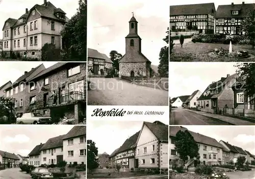 Hopfelde Ortsansichten Kirche Brunnen  Kat. Hessisch Lichtenau