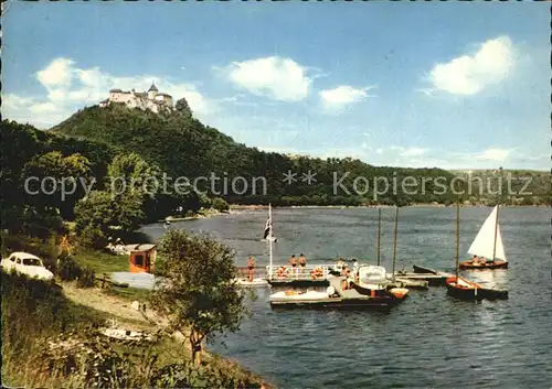 Edersee Badestrand Bootsanleger Schloss Waldeck Kat. Edertal