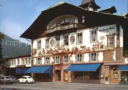 Oberammergau Geburtshaus des Heimatdichters Ludwig Thoma Fassadenmalerei Passionsspielort Kat. Oberammergau