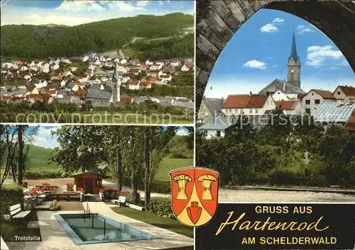 Hartenrod Gladenbach Ortsansicht mit Kirche Wassertretstelle Schelderwald Kat. Bad Endbach