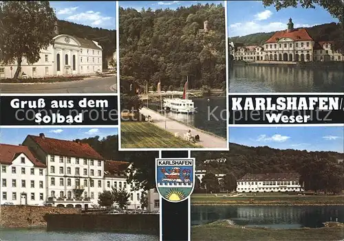 Bad Karlshafen Teilansichten Solbad an der Weser Promenade Dampfer Kat. Bad Karlshafen