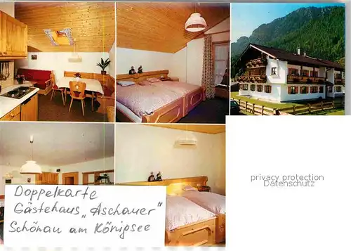 Schoenau Koenigssee Gasthaus Aschauer Doppelkarte Kat. Schoenau a.Koenigssee