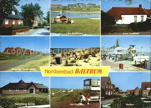 Baltrum Nordseebad Ostdorf Spielteich Inselhaus Hafen Strand Deich Kirche Flugplatz Kat. Baltrum