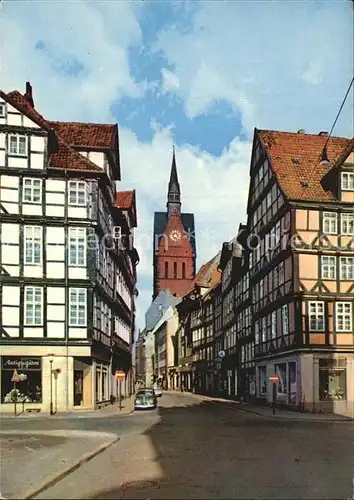Hannover Holzmarkt und Kramerstrasse Fachwerkhaeuser Kirchturm Kat. Hannover