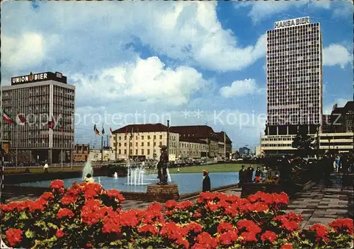 Dortmund Bahnhofsvorplatz Wasserspiele Hochhaeuser Kat. Dortmund