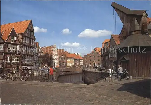 Stade Niederelbe Historischer Kran am alten Hafen Kat. Stade