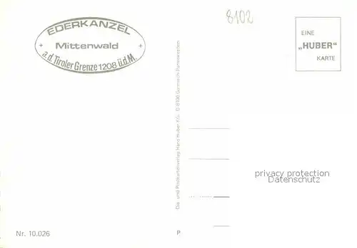 Mittenwald Bayern Landesgrenze Ederkanzel Kat. Mittenwald