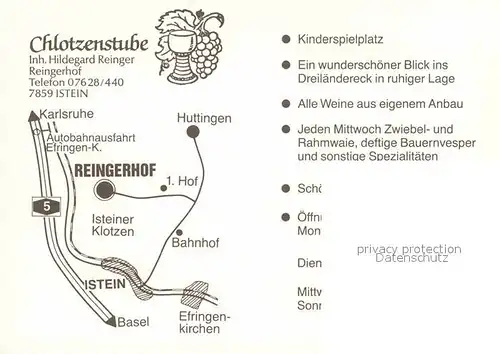 Istein Chlotzenstube Reingerhof Kat. Efringen Kirchen