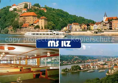 Passau MS Ilz Stadtansicht Faehrschiff Kat. Passau