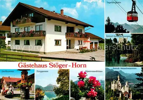 Horn Schwangau Gaestehaus Stoeger Horn Dorfbrunnen Forggensee Schloesser Kat. Schwangau