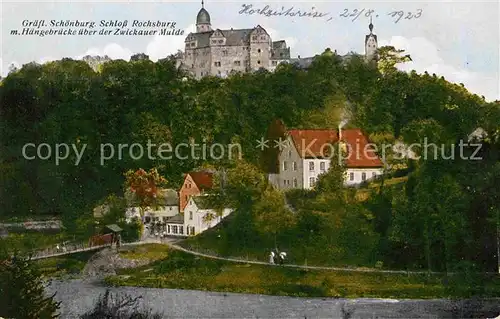 Rochsburg Schloss Schoenburg Haengebruecke Zwickauer Mulde Kat. Lunzenau