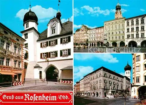 Rosenheim Bayern Rathaus Tor Stadtansicht Kat. Rosenheim