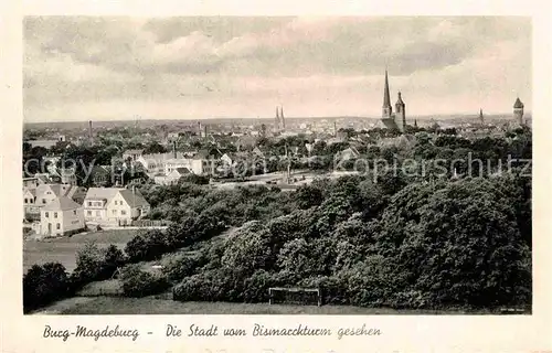 Burg Magdeburg Panorama Bismarckturm Kat. Burg