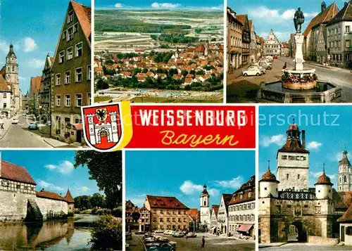 Weissenburg Bayern Ortsansichten Brunnen Schloss Torturm Stadtmauer Kat. Weissenburg i.Bay.