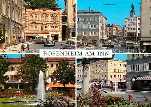 Rosenheim Bayern Ludwigsplatz Wasserfontaene Mitteltor Kat. Rosenheim