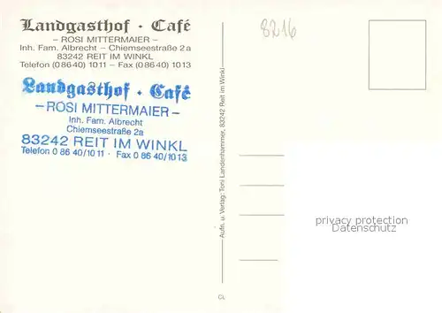 Reit Winkl Landgasthof Cafe Rosi Mittermaier Kat. Reit im Winkl