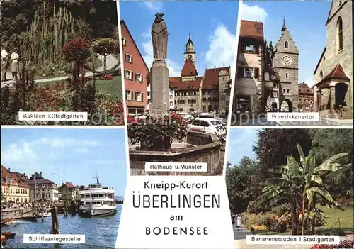 ueberlingen Bodensee Stadtgarten Rathaus Muenster Franziskanertor Schiffsanlegestelle Bananenstauden Kat. ueberlingen