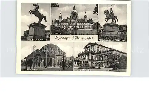 Hannover Sachsenross Stadthalle Opernhaus Rathaus Ernst August Denkmal Kat. Hannover