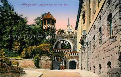 Wiesbaden Heidemauer mit roemischem Tor Kat. Wiesbaden