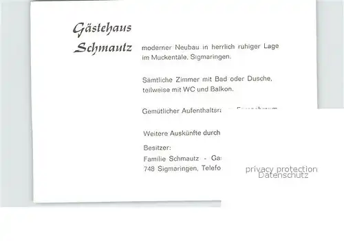 Sigmaringen Gaestehaus Schmautz Speiseraum Doppelzimmer Treppenhaus  Kat. Sigmaringen