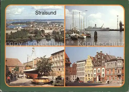 Stralsund Mecklenburg Vorpommern Blick von Marienkirche auf Daenholm Hafen Kat. Stralsund