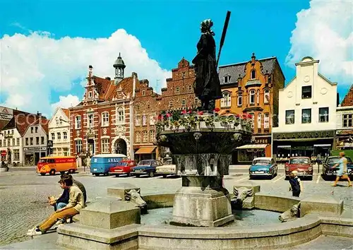 Husum Nordfriesland Marktplatz und Rathaus Brunnen Kat. Husum