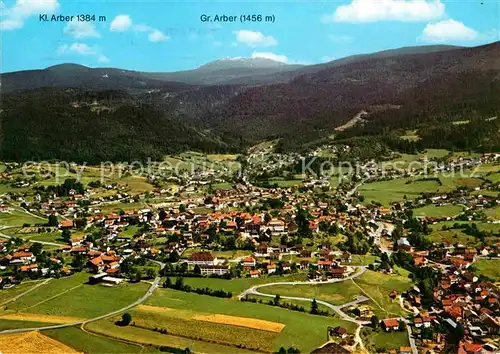 Bodenmais Fliegeraufnahme mit Blick zum Kleinen und Grossen Arber Kat. Bodenmais