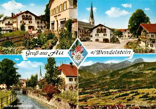 Wendelstein Berg Au Teilansicht Dorfplatz Partie am Auerbach  Kat. Bayrischzell