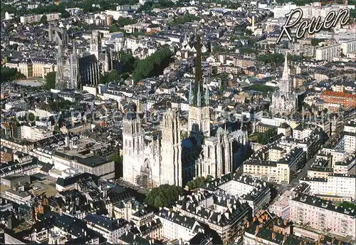 Rouen Fliegeraufnahme mit Kirchen Kat. Rouen