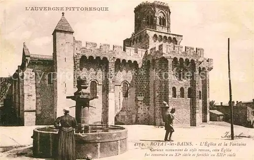 Royat les Bains L eglise et la Fontaine