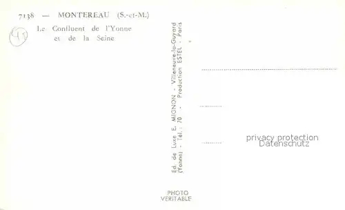 Montereau Fault Yonne Teilansicht mit Bruecke und Seine Kat. Montereau Fault Yonne