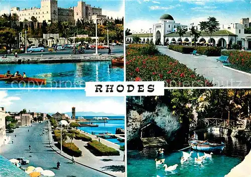 Rhodes Rhodos Greece Schloss Promenade Schwanenteich Kat. Rhodes