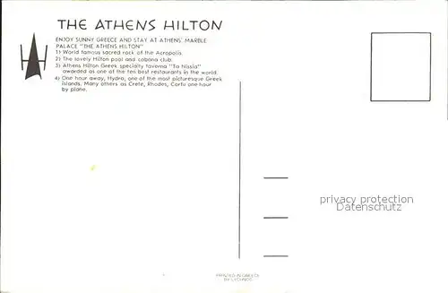 Athenes Athen The Athens Hilton Hotel Kat. Griechenland